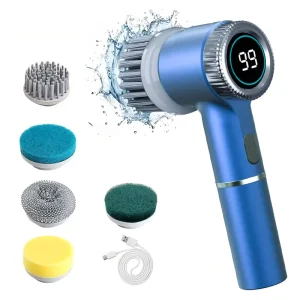IPX7 Electric Cleaning Brush With 5 Heads Spin Scrubber for Kitchen Cleaning Power Brush Household Wireless Dish Cleaner