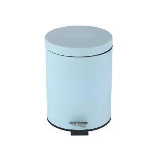 Indoor Compact Waste Bin Bathroom Step Trash Can Blue Metal Small Design Pedal Dustbin for Kitchen Bedroom Office