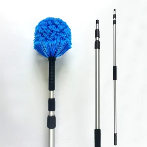 Indoor Long Reach Round Professional Cobweb Duster Brush with Extension Pole for High Ceiling Spider Web Cleaning