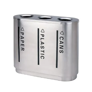 Indoor Open Top Stainless Steel Classified Kitchen Waste Bin Outdoor 3-Compartment Recycle Trash Garbage Rubbish Bin