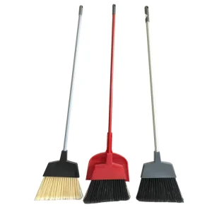 Indoor Outdoor Cleaning Long Bristle Steel Handle Plastic Angle Deck Lobby Broom and Dustpan Kit