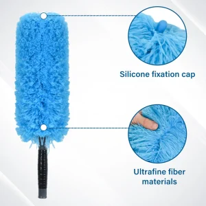 Indoor Outdoor Household Cleaning Chenille Telescopic Aluminum Flip Lock Extension Pole Microfiber Duster 19in+