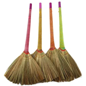 Indoor Outdoor Natural Plant Handmade Broom Yard Garage Lawn Floor Hand Handle Road Sweeping Brooms