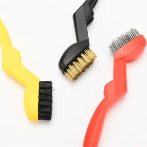 Industrial Cleaning Tools 3 Pcs Set Steel Wire Brass Wire Nylon Wire Cleaning Rust Brush with Plastic Handle