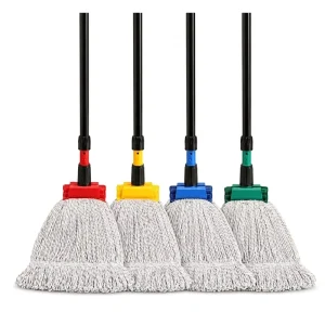 Industrial Cotton Cleaning Mop 60/40 Blend Heavy Duty ABS Clamp 135cm Pole OEM Custom Color Commercial Wet Floor Mop