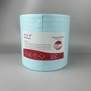 Industrial Dust Free Polyester Reusable Thermal Cleaning Cloths Large Roll Green Blue Plain Cleanroom Use Water Oil Absorption