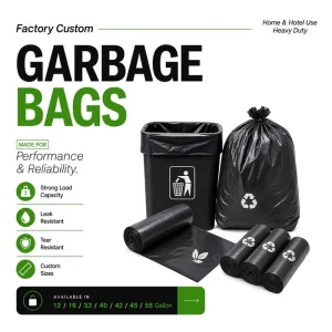 Industrial Duty Black Plastic Trash Bags LDPE HDPE Bin Liners Heat-Sealed Waste Refuse Sacks PE Liner Garbage Bag China