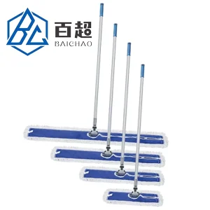 Industrial Floor Mop 110cm Wide Reusable Microfibre Cotton Pads Adjustable Stainless Steel Handle 360 Rotatable Mopping Tool