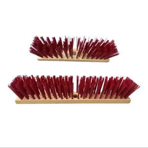 Industrial Grade DIY Wooden Sweeper Broom Floor Scrub Brush Head with 50mm Stiff Red PP Bristles Cleaning OEM