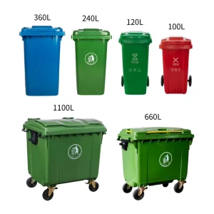 Industrial Grade Waste Bin Plastic Trash Can with Wheels 50L 100L 120L 240L 360L Dustbin Garbage Container Rubbish Bin