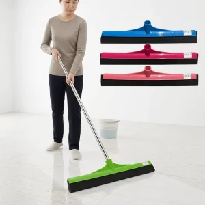 Industrial Heavy Duty Floor Squeegee Wiper Rubber Bristle Iron Broomstick Durable Metal Handle Quick Dry Waterproof for Outdoor