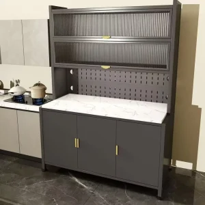 Industrial Steel Sideboard Cabinet with Doors and Shelves