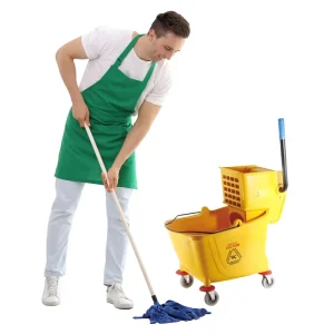 Industrial Yellow Plastic Wringer Mop Bucket with Wheels