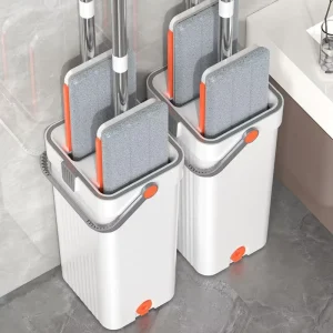 Innovative Clean and Dirty Water Separation Mop Bucket Set Hands-Free Flat Mop for Hardwood Floor Cleaning