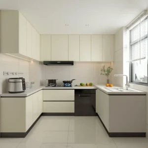 Integrated Kitchen Cabinet with Smooth Surface and Storage