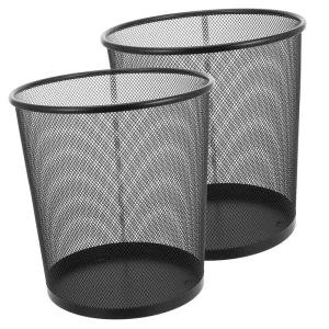 Iron Mesh Round Open Top Without Lid Paper Waste Bin 9L/12L/16L Trash Can for Home and Office