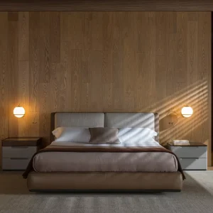 Italian Design King Size Bedroom Furniture Bed Set Modern Minimalist Leather Upholstered Double Bed