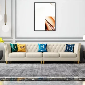 Italian Design Modern Leather Luxury Reclining Sofa Bed Set Stainless Steel Legs Modular Sectional Sofa for Apartment Villa