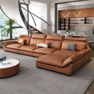 Italian Genuine Leather Modern Minimalist Sofa