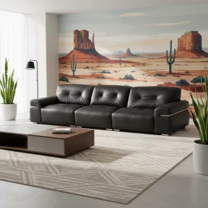 Italian Luxury Modern Minimalist Modular Sectional Genuine Leather Sofa Set Customizable Workshop Living Room Hotel Apartment