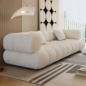 Italian Minimalist Cream Style Bread Sofa Luxury Villa Boucle Sofa Set Living Room Sofa