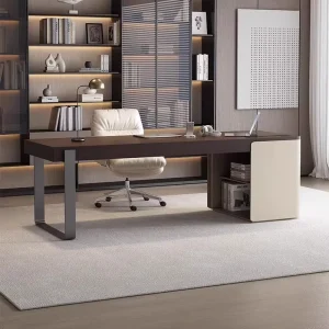 Italian Minimalist Home Study Office Desk Light Luxury Modern Ebony Color High end Solid Wood Computer