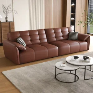 Italian Minimalist Leather Sofa for Small Modern Luxury Apartment Living Room Straight out Elephant Ears Design Eco friendly