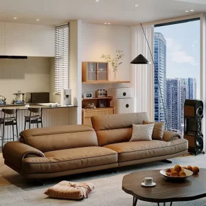 Italian Modern Chesterfield Leather Extendable Modular Sofa Queen Straight Row for Living Room Hotel