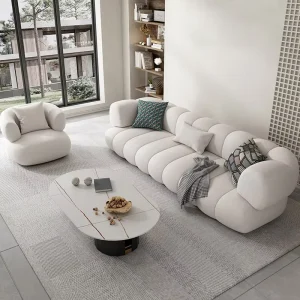 Italian Modern Style Luxury Apartment Hotel Living Room Furniture Sofa Set 3 Seater Sofa White Velvet Modern Couch