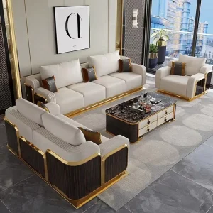 Italian Style Top Layer Cowhide Leather Sofa Postmodern Luxury Combination High end Luxury Living Room Furniture Sofa