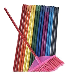 Italian Thread Wood Broom Handles 120cm PVC Coated Wooden Handle with Plastic Hanger Cleaning Supplies