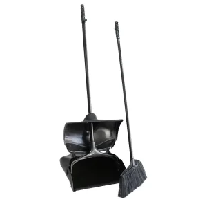 Item No.0806 Commercial Lobby Dustpan With Broom Set Black Lobby Dustpan with Broom Set Long Metal Lobby Dustpan with Cover