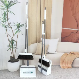 JY 1328 Household Cleaning Tools for Home Kitchen Hotel Restaurant White Long Handle Plastic Brooms Dustpan Set