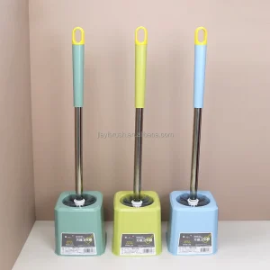 JY 6206 PP Material Cleaning Brush with Stainless Steel Handle Durable Long Handle Square Base Toilet Brush Set