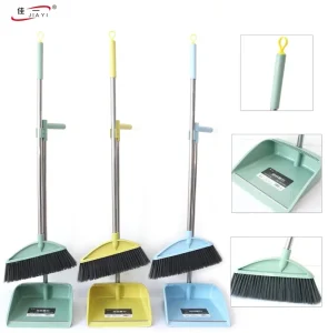JY 9006 Eco Friendly Hand Daily Sweeping Broom with Soft Bristles and Long Metal Handle PP Dustpan Broom Set
