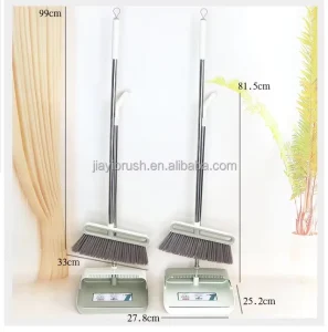 JY 9032 Delicate Indoor Use Broom Dustpan Soft Bristles Broom and Plastic Dustpan Set with Long Handle Broom Dustpan