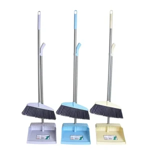 JY 9050 2 in 1 Soft Bristle Broom with Dustpan for Home Use Long Handle Broom and Dustpan