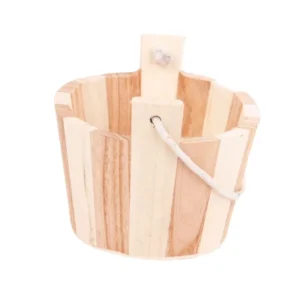 Japan Style Wooden Bath Bucket Natural Creative Sundries Storage Bucket With a Rope Handle