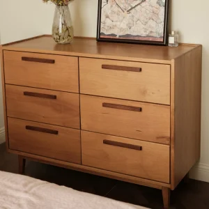 Japanese Style 6 Drawer Bedroom Wooden Chest of Drawers Clothes Storage Cabinet with Drawers