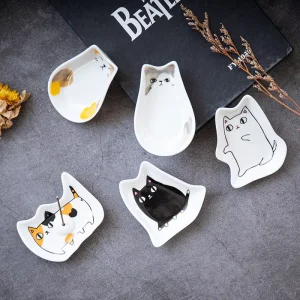 Japanese-Style Ceramic Animal Condiment Dish for Soy Sauce, Vinegar, and Mustard