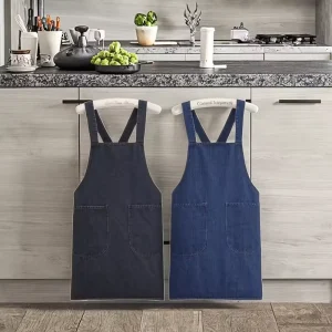 Japanese Style Large Sized Customizable Korean Fashion Restaurant Barista Wear Washable Durable Reusable Logo Denim Apron