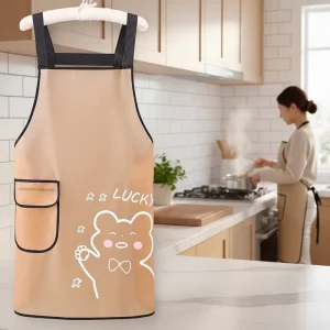 Japanese Waterproof TPU Apron Shoulder Strap Durable Oil Proof Women Apron Kitchen Easy to Clean Cute Cartoon Printing Apron