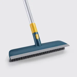 Jesun Long Handle Floor Brush 2 in 1 Bristle Floor Tile Cleaning TPR Squeegee Telescopic Pole Hangable Floor Scrub