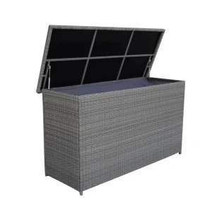 Joyeleisure Durable Portable Modern Park & Hotel Use Garden Furniture Rattan Storage Cabinet with Outdoor Cushion Box