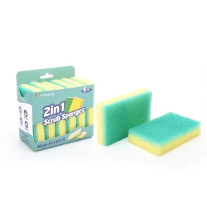 Joyplus Sustainable PU Square Kitchen Scrub Sponges 6 Pack Dish Scouring Pad Cleaning Brush Scrubber Supplies Dishwasher Safe