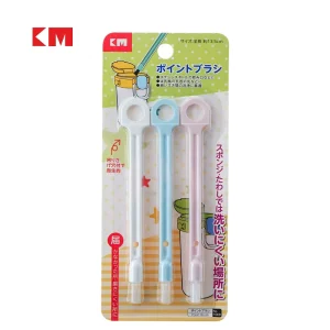 KM 1009 3pcs Plastic Handle Nylon Bristle Cleaning Brush Set for Cup Lid Baby Bottle Gap