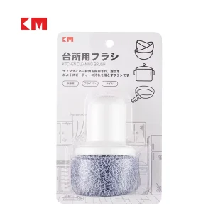 KM5166 Kitchen Cleaning Brush PP Handle & Microfiber Bristles Durable Reusable Pot Pan Scrub Tool