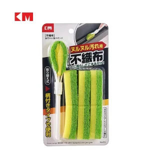 KM812 PP Handle Foam Crevice Cleaning Brush Kit with 3 Sponge Heads for Shower Bathroom Kitchen