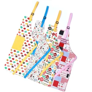 Kids Aprons Set Reusable Washable Sleeveless Cotton Children Apron With Pocket for Painting Cooking Baking Art Craft