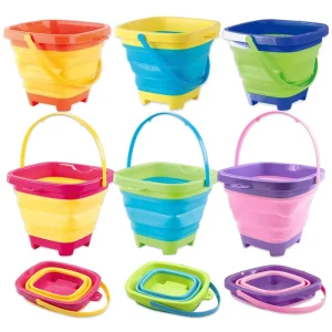 Kids Outdoor Recreation Play Set Collapsible Plastic Folding Bucket with Lip for Beach Water Play